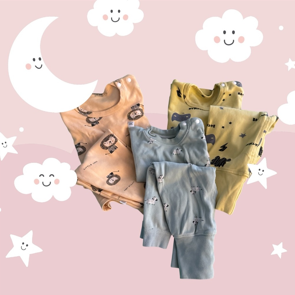 Kids Pajamas Set - Blue, Yellow, and Peach